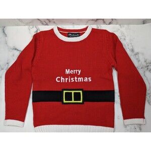 Kids Merry Christmas Red sweater Santa Belt Size XL, 10-12 SKEDOUCHE